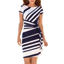 Women Stripe Knot Sheath Party Dress