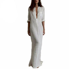 Women Casual Maxi Dress V Neck (Plus Size)