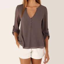 Women Plus Size V Neck Chiffon Blouse