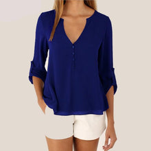 Women Plus Size V Neck Chiffon Blouse