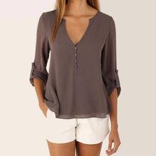 Women Plus Size V Neck Chiffon Blouse