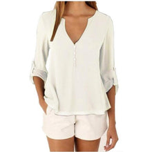 Women Plus Size V Neck Chiffon Blouse