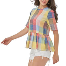 Women Sweet Colorful Plaid Shirt