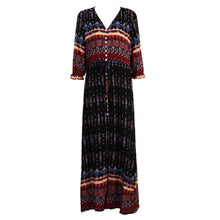 Women Bohemia V-neck Floral Print Dress