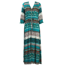 Women Bohemia V-neck Floral Print Dress