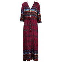 Women Bohemia V-neck Floral Print Dress
