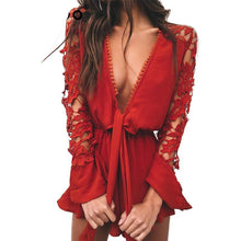 Women V Neck Lace Jumpsuit