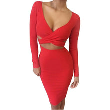 Women Long Sleeve Bandage Midi Pencil Dress