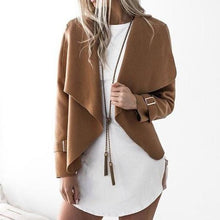 Women Solid Lapel Short Jacket