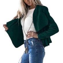 Women Solid Lapel Short Jacket