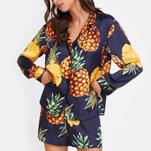 Women Navy Pineapple Print Pajama Set