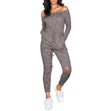 Women Sexy Off Shoulder Jumpsuit - Knitted