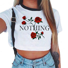 Women Nothing Letter Rose Crop Top
