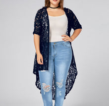Women Lace Crochet Long Cardigan (Plus Size)