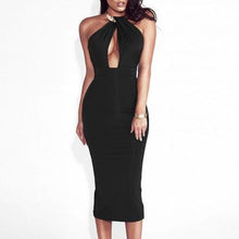Women Choker Long Pencil Dress Backless