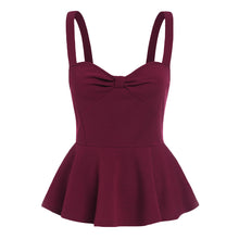 Women Knot Sweetheart Peplum Cami