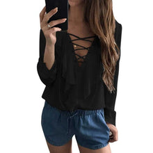 Women Sexy Chiffon Blouse V Neck