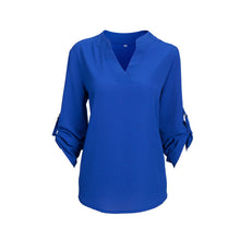 Women V-neck Chiffon Blouses 3/4 Sleeve