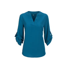 Women V-neck Chiffon Blouses 3/4 Sleeve