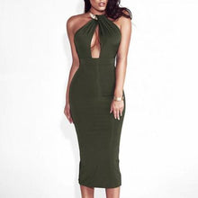 Women Choker Long Pencil Dress Backless