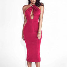 Women Choker Long Pencil Dress Backless