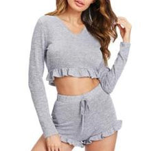 Women Crop Top and Shorts Pajama Set