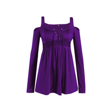 Women V Neck Lace up Flare Sleeve Shirt (Plus Size)