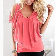 Women Batwing Short Sleeve Chiffon Blouse (Plus Size)