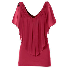 Women Batwing Short Sleeve Chiffon Blouse (Plus Size)