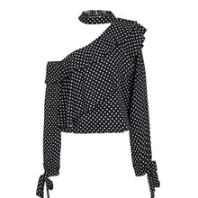 Women One Shoulder Polka Dot Blouse