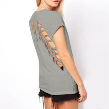 Women Casual T Shirt Angel Wings Backless