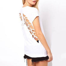 Women Casual T Shirt Angel Wings Backless