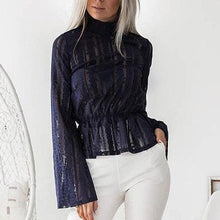 Women Lace Blouse Shirt Flare Sleeve