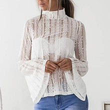 Women Lace Blouse Shirt Flare Sleeve