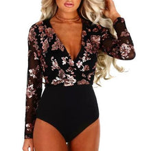 Women Sequin Bodysuit Mesh
