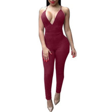 Women Bodycon Jumpsuit Deep V neck