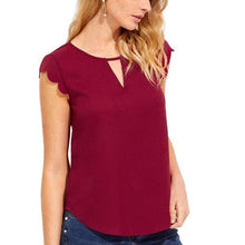 Women Burgundy Cap Sleeve Blouse
