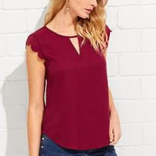 Women Burgundy Cap Sleeve Blouse