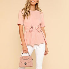 Women Pink Self Belt Blouse