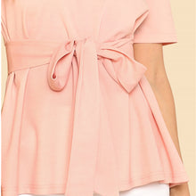 Women Pink Self Belt Blouse
