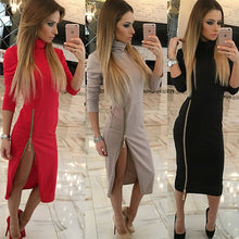 Women Casual Dress Zipper Up