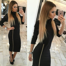 Women Casual Dress Zipper Up
