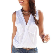 Women V Neck Sleeveless Shirt (Plus Size)