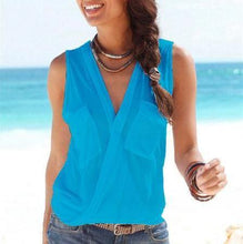 Women V Neck Sleeveless Shirt (Plus Size)