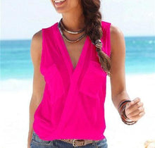 Women V Neck Sleeveless Shirt (Plus Size)