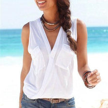 Women V Neck Sleeveless Shirt (Plus Size)