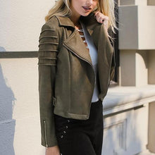 Women Casual Suede Leather Jacket