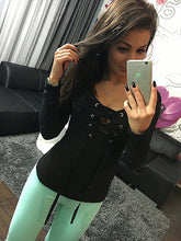 Women Lace Up Casual Bandage Shirt