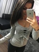 Women Lace Up Casual Bandage Shirt