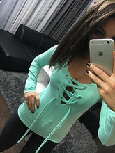 Women Lace Up Casual Bandage Shirt